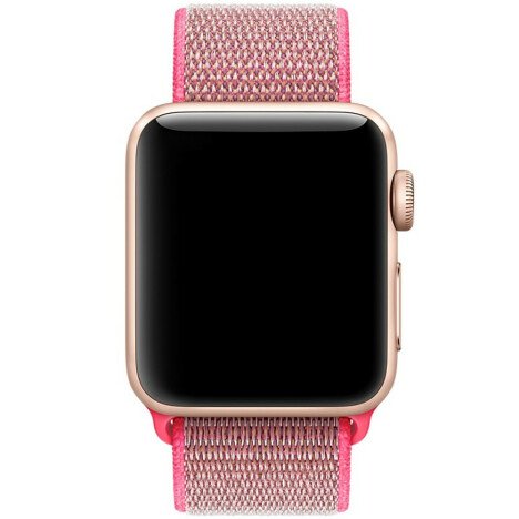 Curea iUni compatibila cu Apple Watch 1/2/3/4/5/6/7, 42mm, Nylon Sport, Woven Strap, Electric Pink