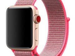 Curea iUni compatibila cu Apple Watch 1/2/3/4/5/6/7, 42mm, Nylon Sport, Woven Strap, Electric Pink